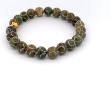 Load image into Gallery viewer, 24K Gold Money Bag Lucky Charm Bracelet Gemstones Brown Multicolor Carved Jade 7.5-8mm - Rafant