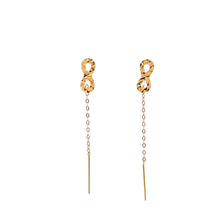 Load image into Gallery viewer, 18K Yellow Gold Earrings Threader Drop Infinity Tiny 0.28 grams - Rafant