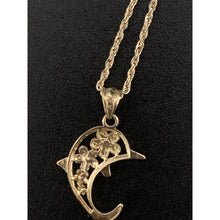 Load image into Gallery viewer, 18K Gold Necklace Chain 17.75 inches with Dolphin Pendant With Defects Chain Kinks - Rafant