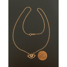 Load image into Gallery viewer, 18K Gold Necklace Chain Evil Eye Cubic Zirconia 16 inches Rose Gold 1.83 grams - Rafant