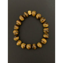 Load image into Gallery viewer, 24K Gold Money Bag Lucky Charm Bracelet Tiger Eye Gemstones - Rafant