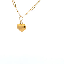Load image into Gallery viewer, 18K Gold Necklace Chain Paperclip 16 inches plus 1.5" Pendant Heart Puffed - Rafant
