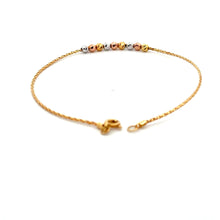 Load image into Gallery viewer, 18K Gold Bracelets Beaded Tricolor Yellow White Rose Size 6.75 inches 1.29 grams - Rafant