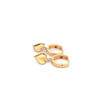 Load image into Gallery viewer, 18K Yellow Gold Earrings Huggie Dangling Heart 1.75 grams - Rafant