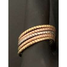 Load image into Gallery viewer, 18K Gold Ring Five Days Tricolor Yellow White Rose 1.64 grams S 7.5 - Rafant