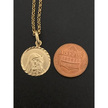 Load image into Gallery viewer, 18K Gold Necklace  Rolo Chain 17.50 inches with Mother Mary Round Pendant 2.35 grams - Rafant