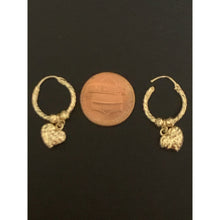 Load image into Gallery viewer, 18K Gold Earrings Hoops Loops With Heart Charm Small 2.52 grams - Rafant