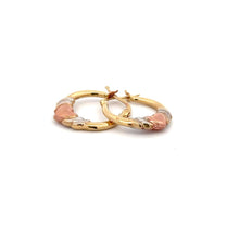 Load image into Gallery viewer, 18K Gold Earrings Hoops Heart Tricolor 1.10 grams Small - Rafant