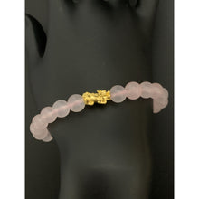 Load image into Gallery viewer, 24K Gold Piyao Pixiu Lucky Charm Bracelet Rose Quartz Gemstones - Rafant