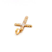 Load image into Gallery viewer, 18K Gold Pendant Cross Religious Tricolor Yellow White Rose Gold - Rafant