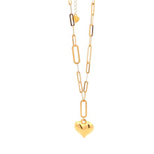 Load image into Gallery viewer, 18K Yellow Gold Bracelet Paperclip Heart Charm 1 gram 6.5 inches plus 1 inch - Rafant