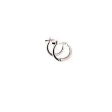 Load image into Gallery viewer, 18K White Gold Earrings Very Small Tiny Hoops Huggies 1.12 grams - Rafant