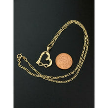 Load image into Gallery viewer, 18K Saudi Gold Necklace Figaro Chain 16" w/ Heart Infinity Pendant - Rafant