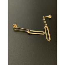 Load image into Gallery viewer, 18K Saudi Gold Earrings Stud Paper Clips Dangling - Rafant