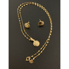 Load image into Gallery viewer, 18K Gold Necklace Chain 15.75 inches with Disc Round Pendant Earrings Set 2.05 grams - Rafant