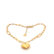 Load image into Gallery viewer, 18K Yellow Gold Bracelet Paperclip Heart Charm 1 gram 6.5 inches plus 1 inch - Rafant