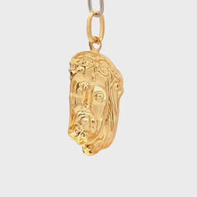 Load and play video in Gallery viewer, 18K Yellow Gold Pendant Face of Jesus Christ