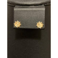 Load image into Gallery viewer, 18K Gold Earrings Stud Wheels Anchor 1.01 grams - Rafant