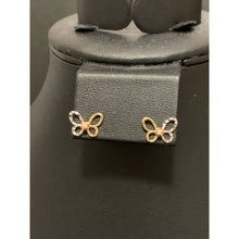 Load image into Gallery viewer, 18K Gold Earrings Stud Butterfly Two Tone White Yellow Gold 1.59 grams Small - Rafant