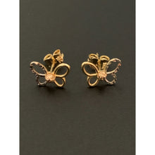 Load image into Gallery viewer, 18K Gold Earrings Stud Butterfly Two Tone White Yellow Gold 1.59 grams Small - Rafant