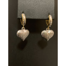 Load image into Gallery viewer, 18K Gold Earrings Hoops Heart Dangling White Yellow Gold 2.77 grams - Rafant