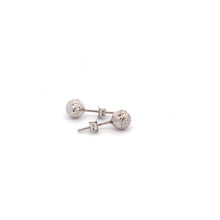 Load image into Gallery viewer, 18K White Gold Earrings Stud Balls Textured 0.83 grams Small - Rafant