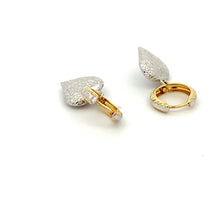 Load image into Gallery viewer, 18K Gold Earrings Puffed Heart Dangle White Yellow Gold - Rafant