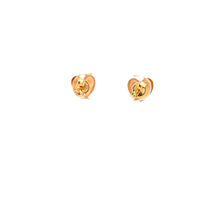 Load image into Gallery viewer, 18K Yellow Gold Earrings Heart Stud Textured Small 1.04 grams - Rafant