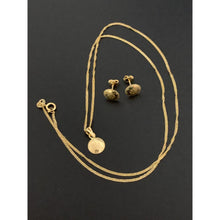 Load image into Gallery viewer, 18K Gold Necklace Chain 18 inches Circle Round Pendant with Earrings Set 1.82 grams - Rafant