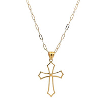 Load image into Gallery viewer, 18K Gold Necklace Chain 18 inches Paperclip Pendant Cross 1.25 grams - Rafant