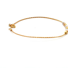 Load image into Gallery viewer, 18K Gold Bracelets Beaded Tricolor Yellow White Rose Size 6.75 inches 1.29 grams - Rafant