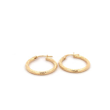 Load image into Gallery viewer, 18K Yellow Gold Earrings Hoops Small Textured 1.20 grams - Rafant