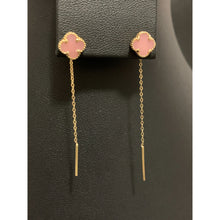 Load image into Gallery viewer, 18K Gold Earrings Threader Mother of Pearl Pink 1.50 grams - Rafant