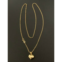 Load image into Gallery viewer, 18K Saudi Gold Necklace Chain Rolo 17.50 inches Puffed Heart Pendant 2.15 grams - Rafant