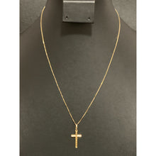 Load image into Gallery viewer, 18K Saudi Gold Necklace Box Chain 17.75" with Cross Pendant 1.41 grams - Rafant