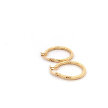 Load image into Gallery viewer, 18K Yellow Gold Earrings Hoops Small Textured 1.20 grams - Rafant