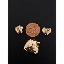 Load image into Gallery viewer, 18K Gold Pendant Puffed Heart Pendant Earrings Set 6.25 grams - Rafant