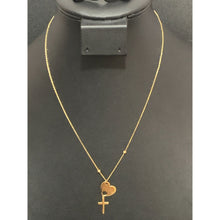 Load image into Gallery viewer, 18K Gold Necklace Heart Cross Pendant 16.50 inches 1.80 grams - Rafant