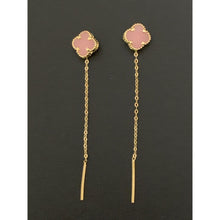 Load image into Gallery viewer, 18K Gold Earrings Threader Mother of Pearl Pink 1.50 grams - Rafant