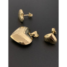 Load image into Gallery viewer, 18K Gold Pendant Puffed Heart Pendant Earrings Set 6.25 grams - Rafant
