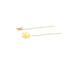 Load image into Gallery viewer, 18K Yellow Gold Earrings Threader Drop Snowflakes 0.33 grams 1.5 inches Very tiny - Rafant