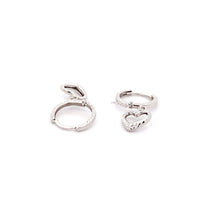 Load image into Gallery viewer, 18K White Gold Earrings Hoops Drop Heart 1.36 grams Small - Rafant