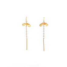 Load image into Gallery viewer, 18K Yellow Gold Earrings Heart Threaders Very Tiny 0.26 grams - Rafant