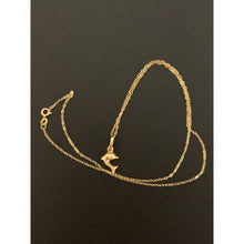 Load image into Gallery viewer, 18k Gold Necklace Cable Link Chain 15.75" with Dolphin Pendant - Rafant