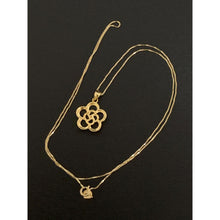 Load image into Gallery viewer, 18K Gold Necklace Box Chain 17.50" with Flower Pendant - Rafant