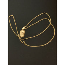 Load image into Gallery viewer, 18K Gold Chain Necklace 17.50" Saudi Real Gold Jesus Christ Pendant Lightweight Dainty Thin - Rafant