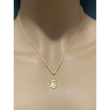 Load image into Gallery viewer, 18K Gold Chain Necklace 17.50" Saudi Real Gold Jesus Christ Pendant Lightweight Dainty Thin - Rafant