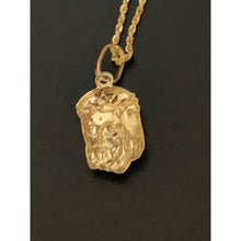 Load image into Gallery viewer, 18K Gold Chain Necklace 17.50" Saudi Real Gold Jesus Christ Pendant Lightweight Dainty Thin - Rafant