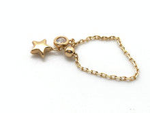 Load image into Gallery viewer, New Authentic 18K Saudi Gold Size S/XS Adjustable Ring w/ Crystals & Star - Rafant