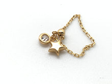 Load image into Gallery viewer, New Authentic 18K Saudi Gold Size S/XS Adjustable Ring w/ Crystals & Star - Rafant